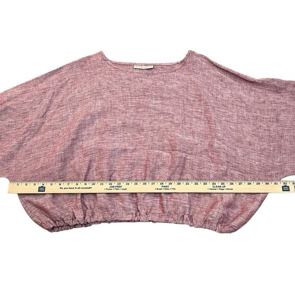 Bryn Walker Gianna Linen Top XL Red Lagenlook Relaxed Fit Balloon Sleeve Casual - Picture 11 of 12